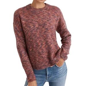 Madewell Space Dye Side Button Sweater Size S Wool Blend Pink Red Blue Crewneck